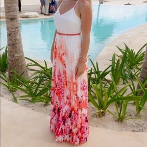 Coral ombre floral print dress